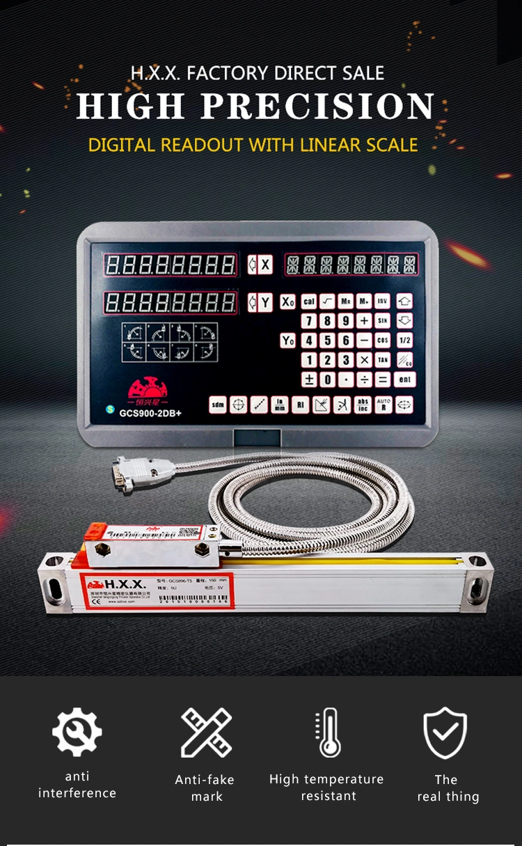 Complete Set 2 Axis LCD Digital Readout Dro with 2 Pieces 0-1000mm Glass Linear Scale